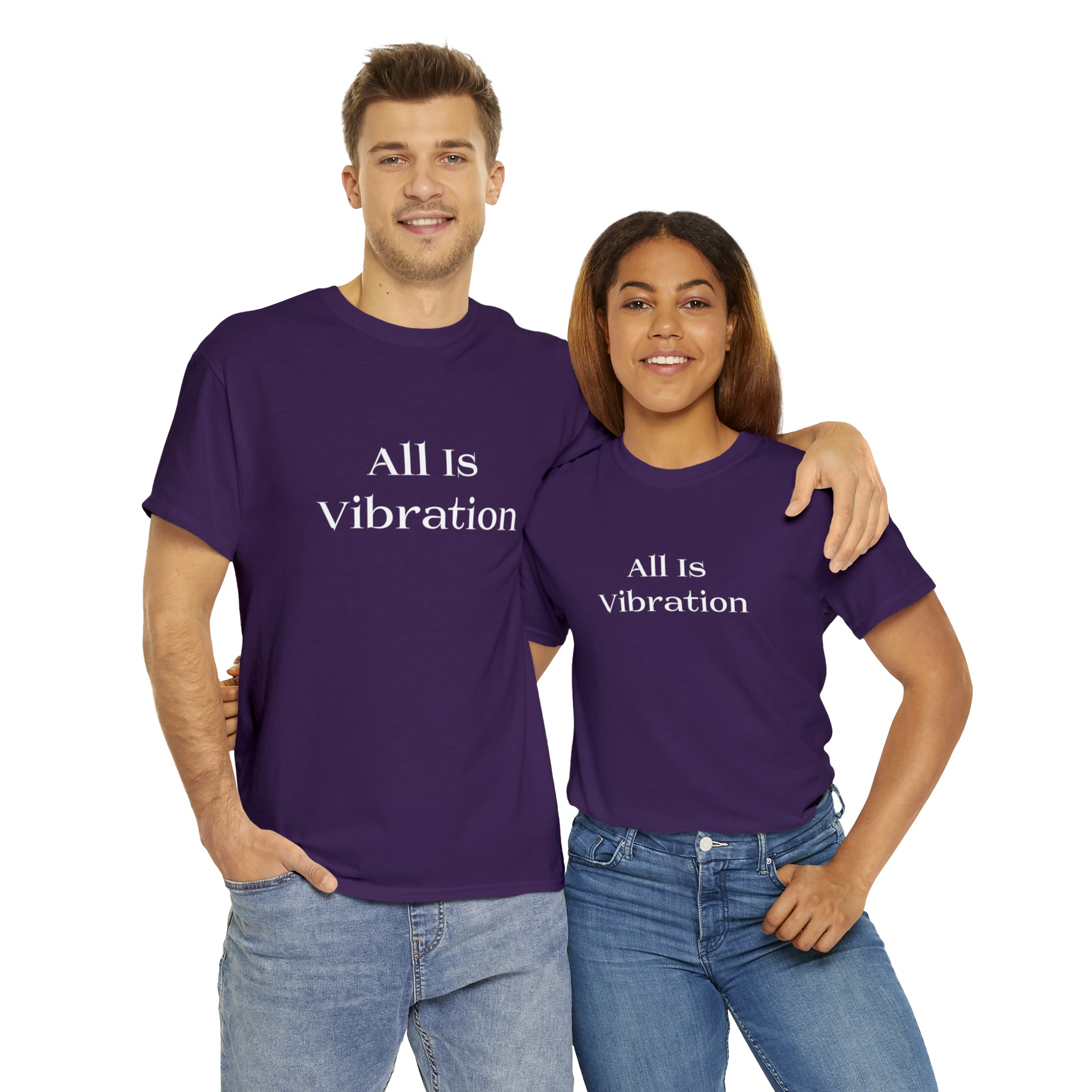 All Is Vibration T Shirt Wht Letter Unisex Heavy Cotton Tee