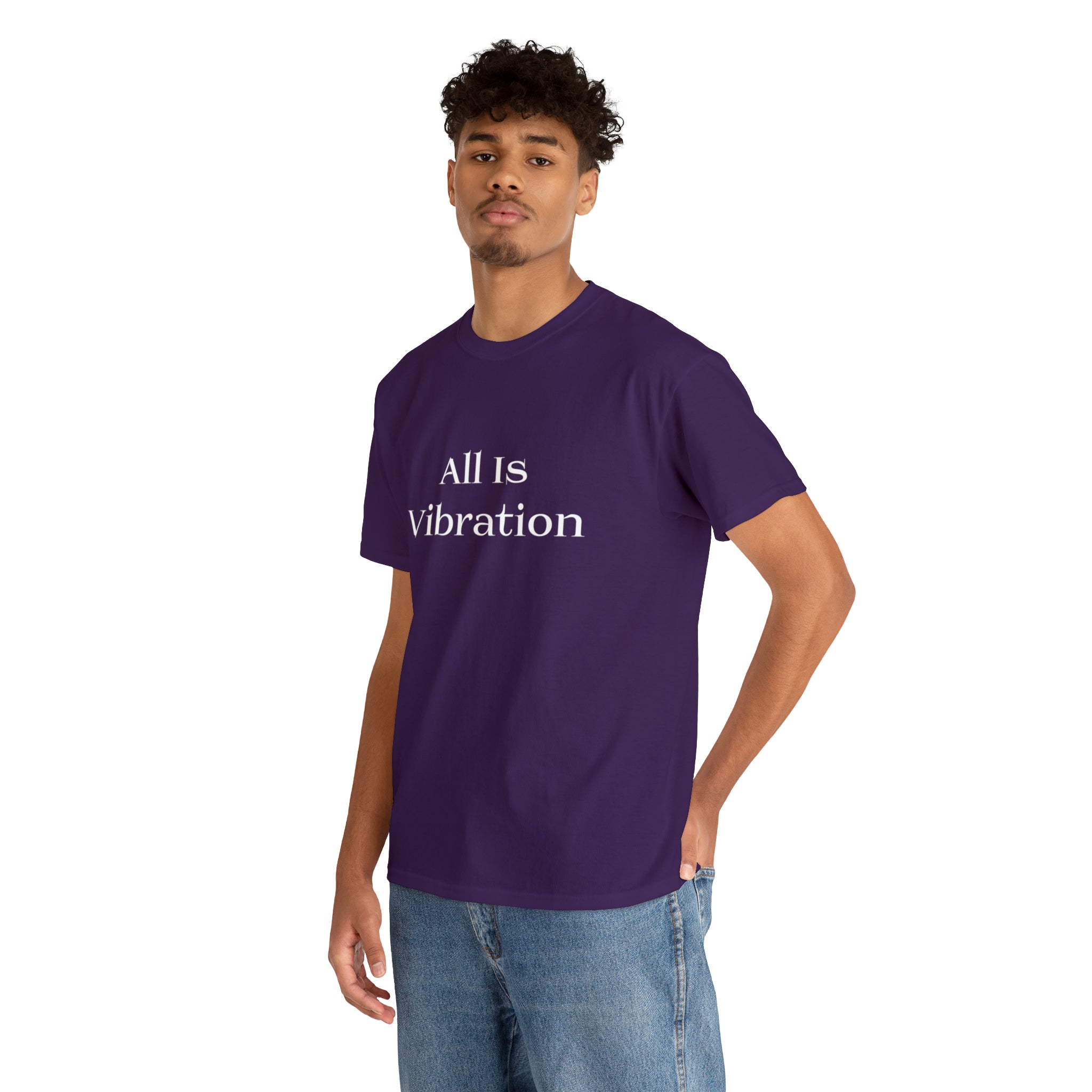 All Is Vibration T Shirt Wht Letter Unisex Heavy Cotton Tee