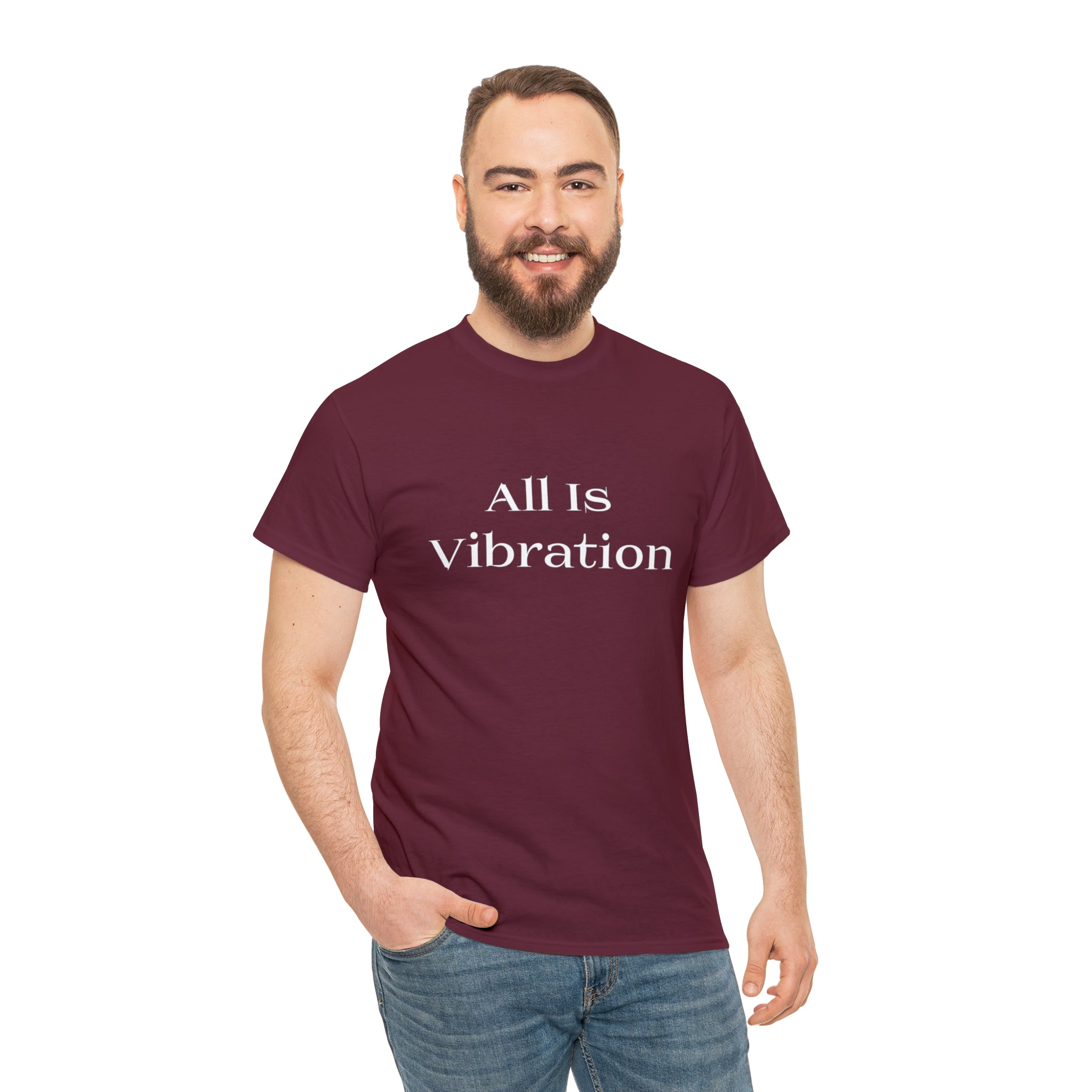 All Is Vibration T Shirt Wht Letter Unisex Heavy Cotton Tee