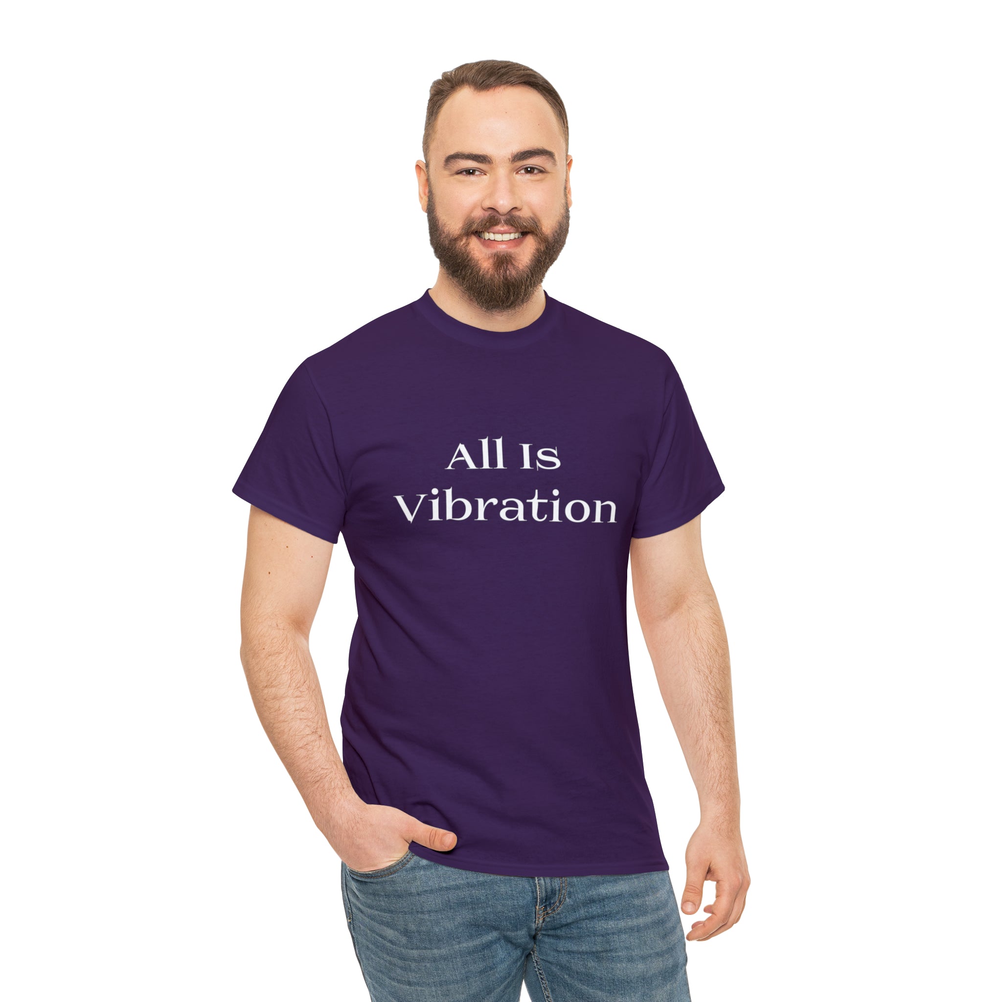 All Is Vibration T Shirt Wht Letter Unisex Heavy Cotton Tee