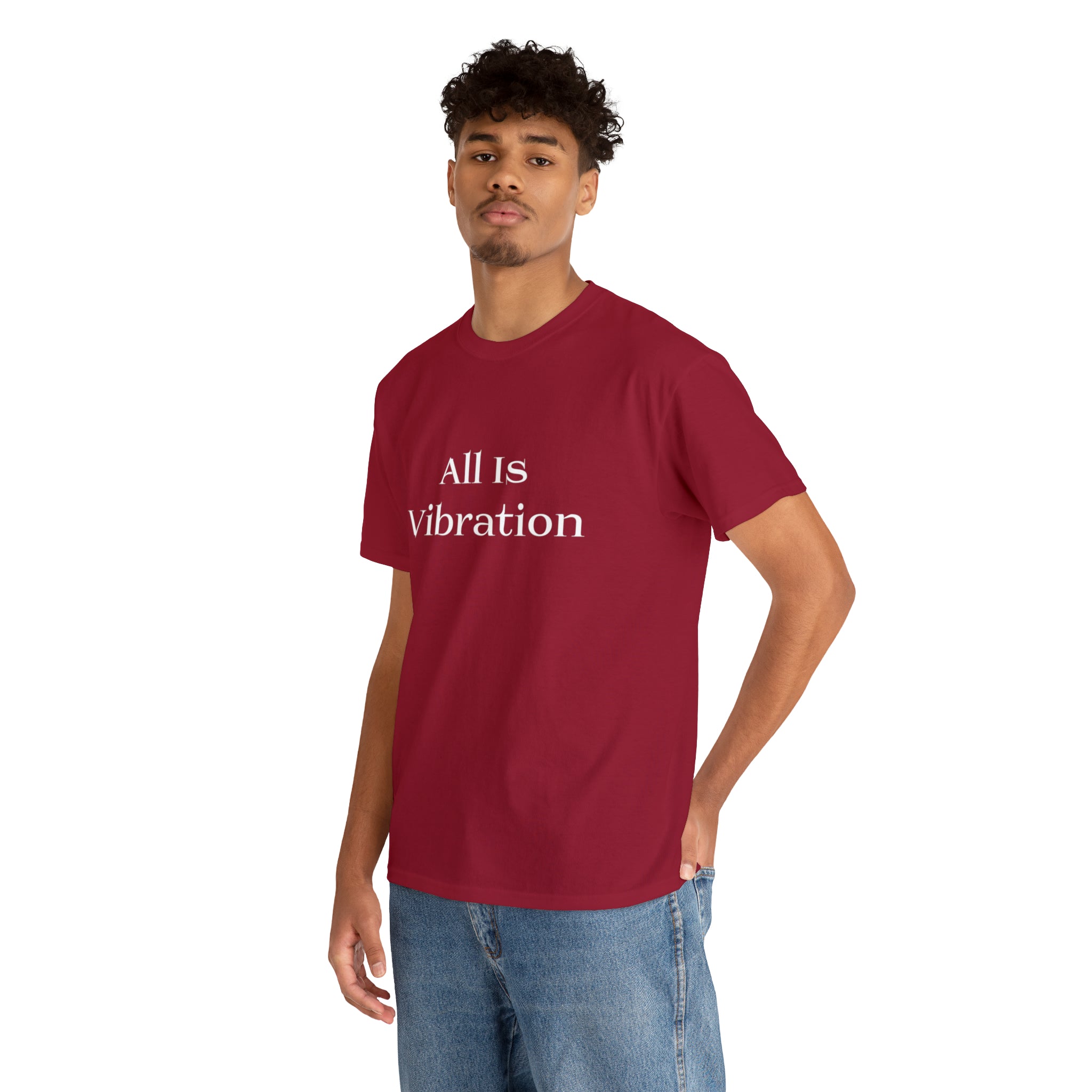 All Is Vibration T Shirt Wht Letter Unisex Heavy Cotton Tee