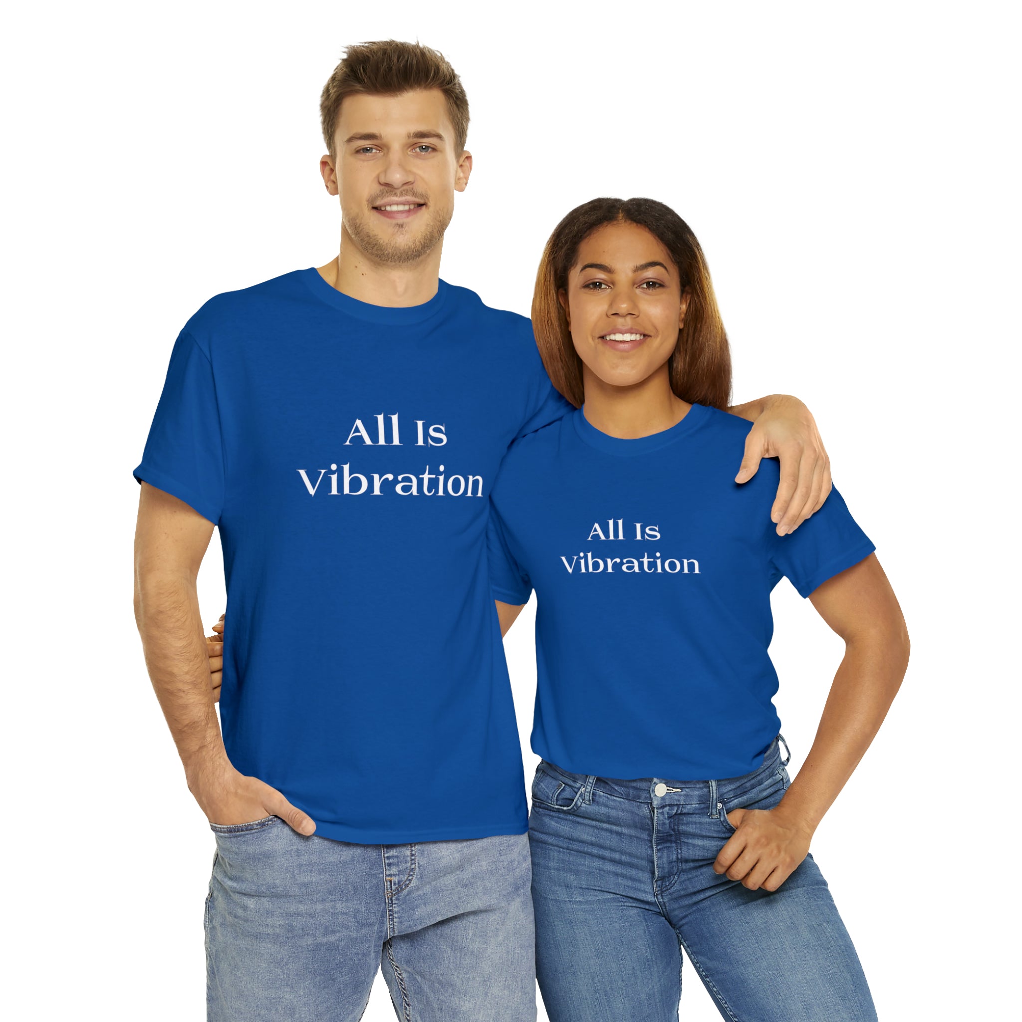 All Is Vibration T Shirt Wht Letter Unisex Heavy Cotton Tee